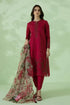 3PC Unstiched Embroidered Lawn Suit With Organza Printed Dupatta ZT-034